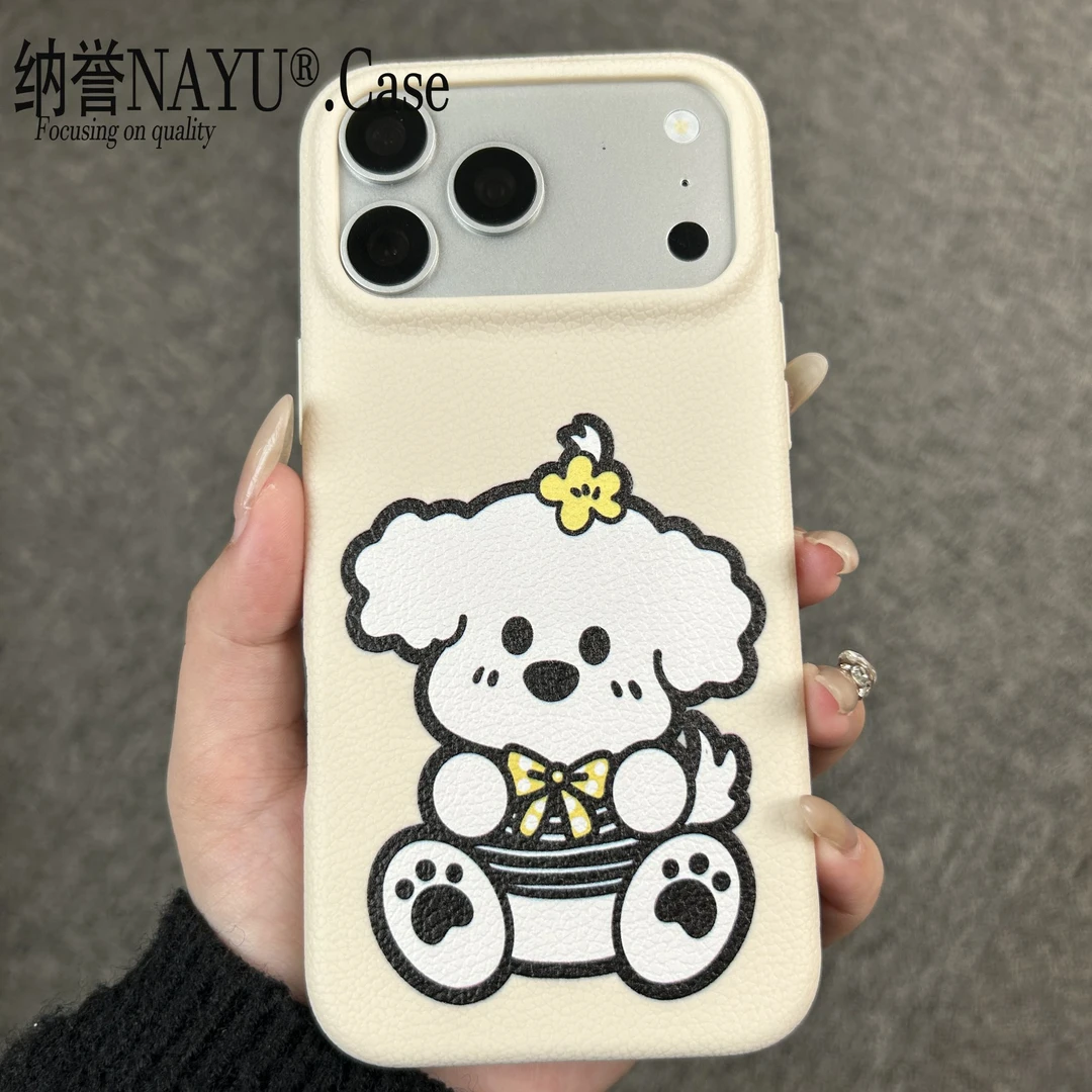 黄蝴蝶结小白狗适用于iphone苹果华为小米oppovivo软胶手机壳