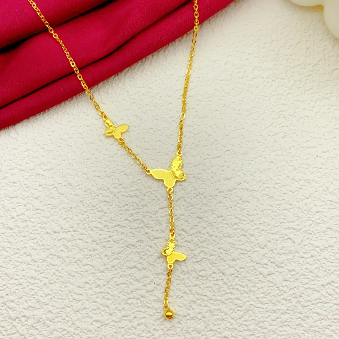 【木韵阁】足金999 5G黄金鱼鳞蝴蝶套链精美大气项链 6.42