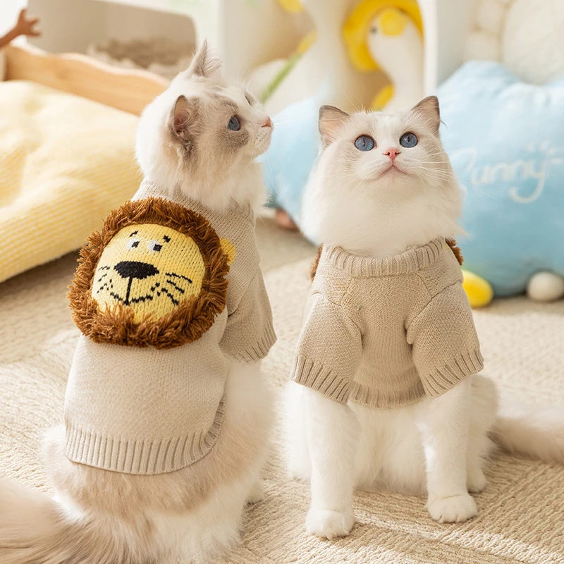猫咪秋冬季加厚无毛猫保暖可爱小狮子毛衣中小型犬狗狗宠物猫衣服