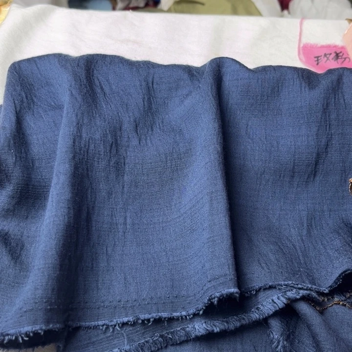 棉混纺藏蓝麻棉2米