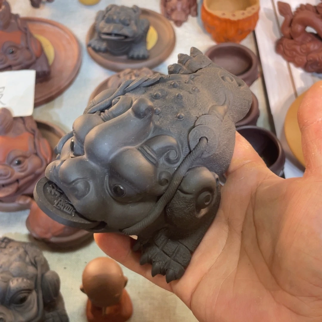 【闪购商品】紫砂茶宠黑泥金蟾