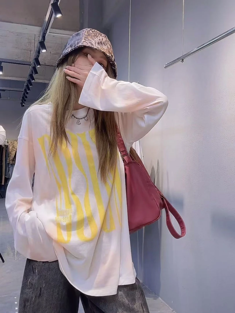 【腮红防晒T恤】小众设计少女感粉杏配色宽松长袖T恤 ZZI233320