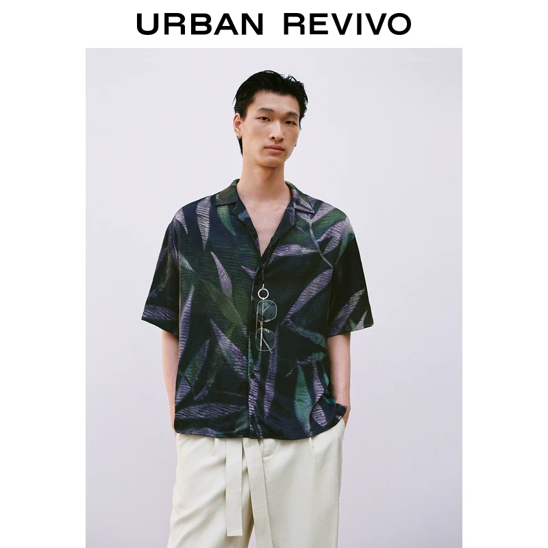 UR2025夏季新款男时尚度假风撞色印花短袖开襟衬衫UMF250053