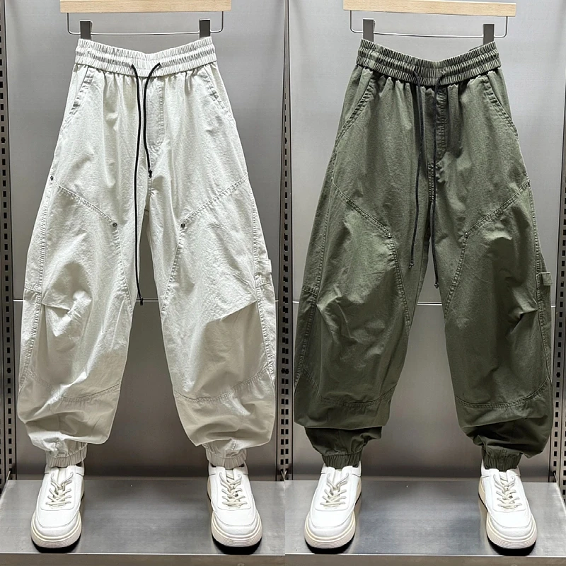 夏季新款弯刀休闲裤立体剪裁束脚裤男女款高街痞帅宽松百搭哈伦裤