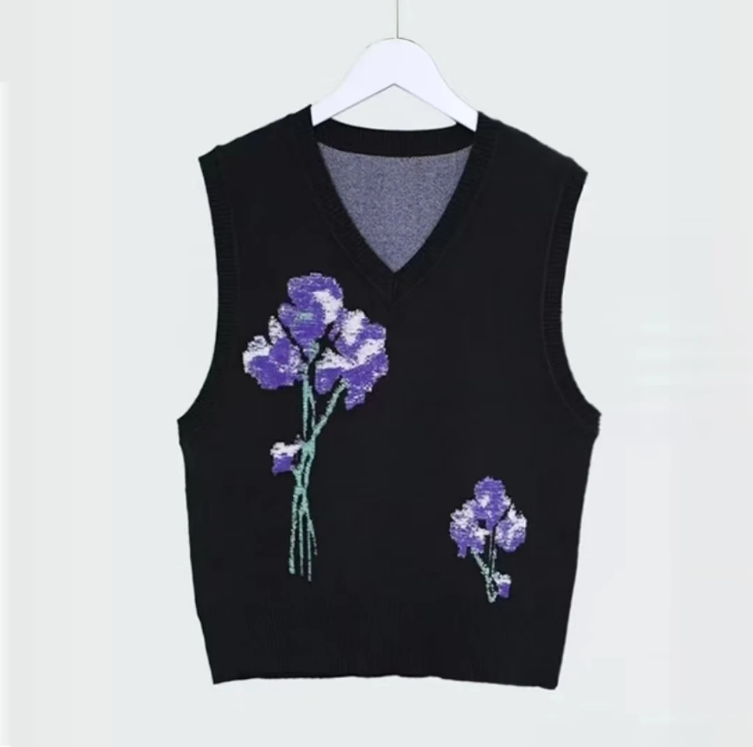 V领加厚保暖提花毛背心大码毛针织马甲背心加厚毛衣马甲保暖内搭