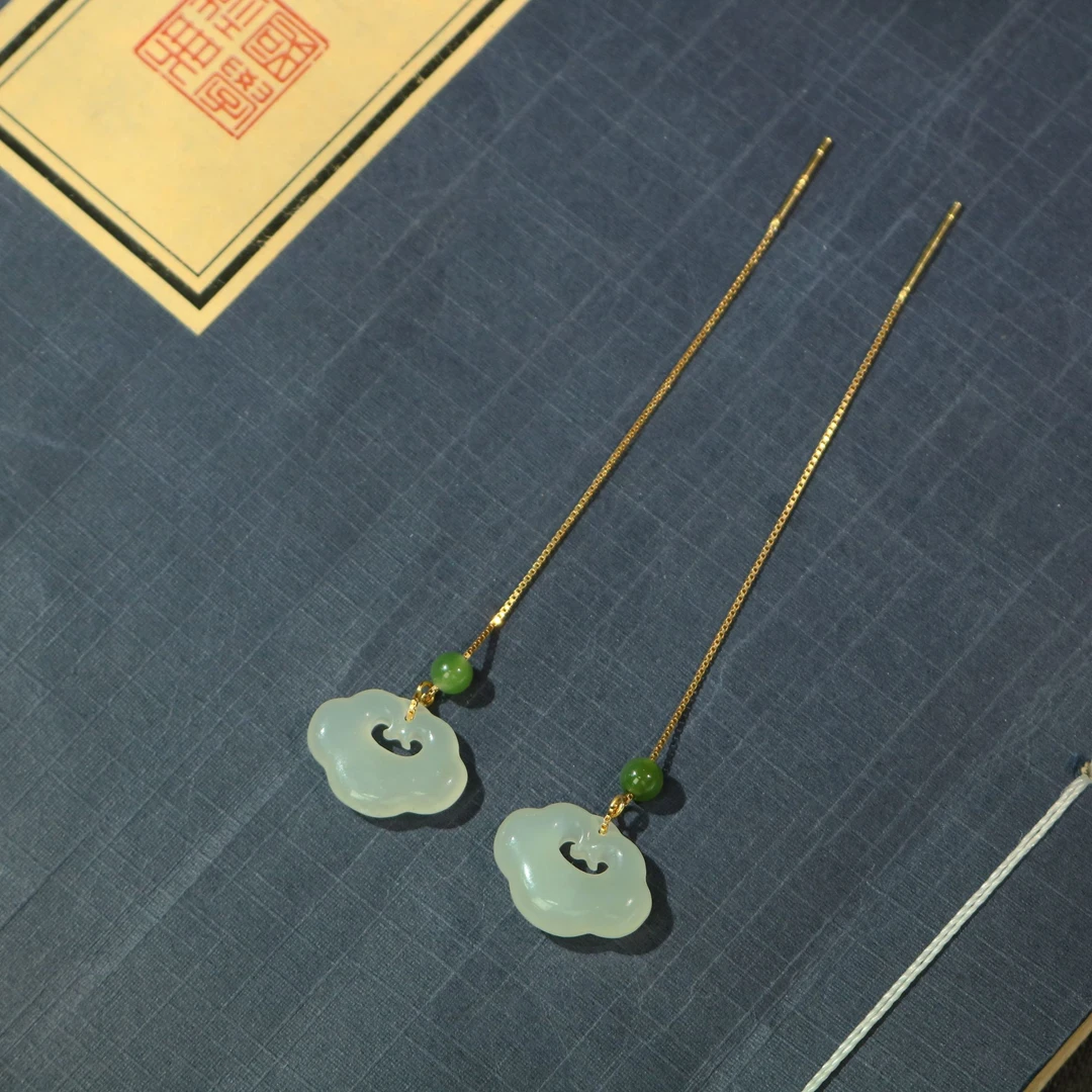 凰一品 白玉如意耳线s925 发两对