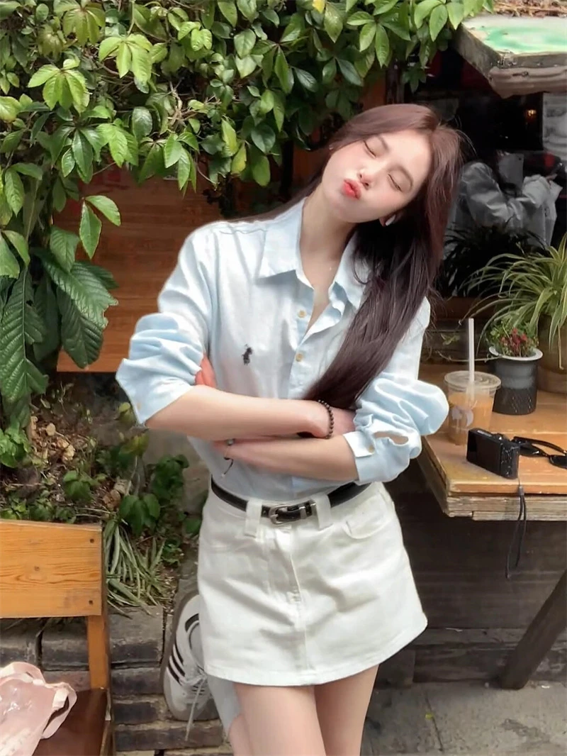 春夏新款韩系洋气大方得体穿搭套装翻领衬衫纯系裙裤两件套女