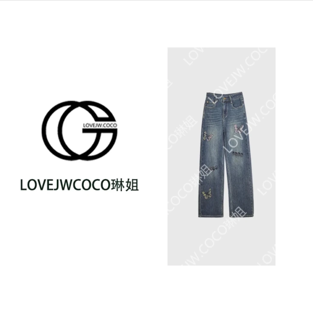 【LOVEJWCOCO】A003中腰长裤牛仔裤做旧高腰女