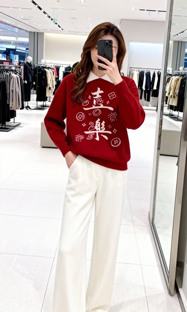 2026年马年本命年红色毛衣新年战袍过年拜年打底针织衫