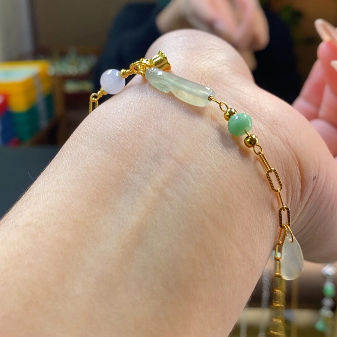 翡翠银S925镶嵌手链13639