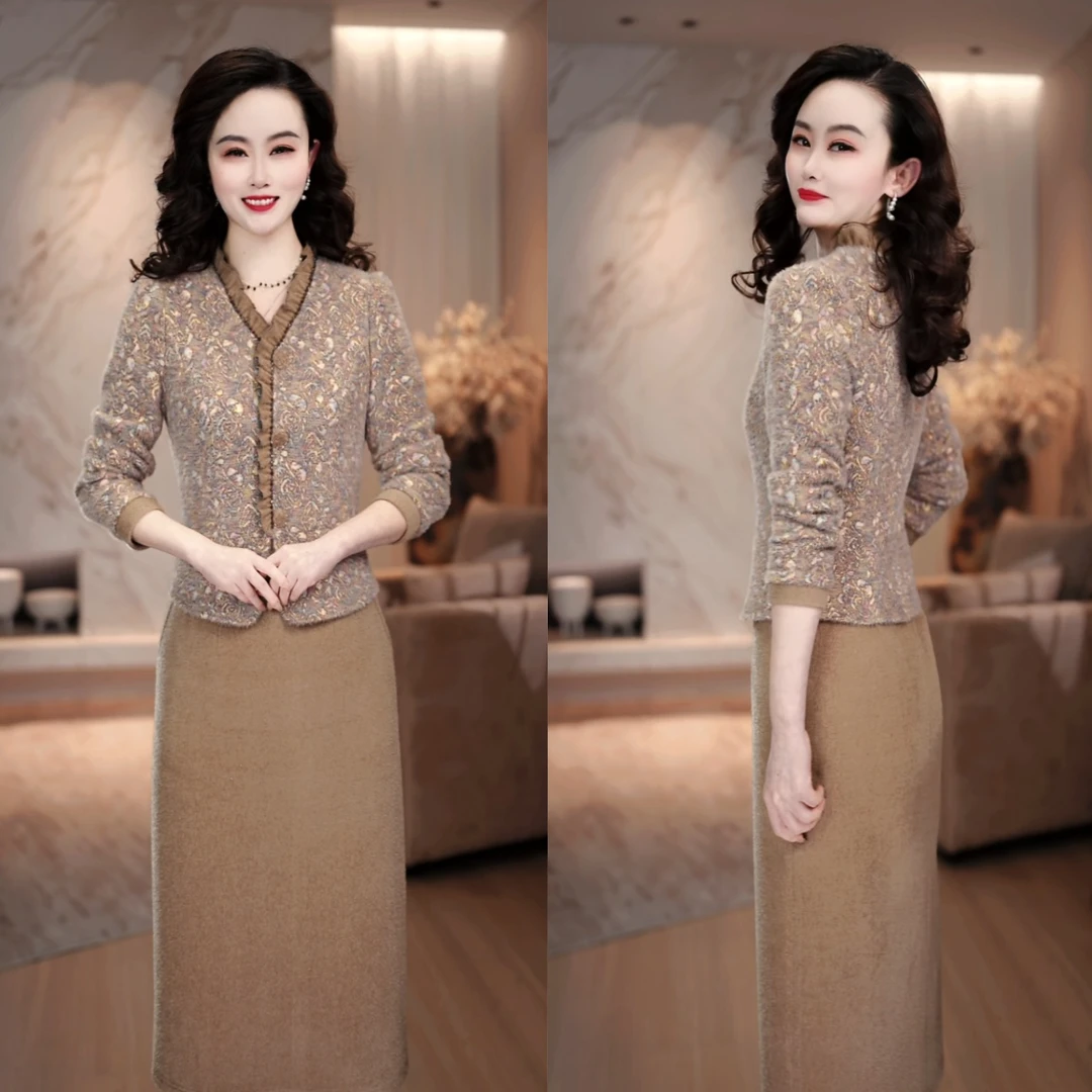 2025冬季新款加厚保暖时尚气质百搭修身显瘦复古长袖连衣裙M-5XL