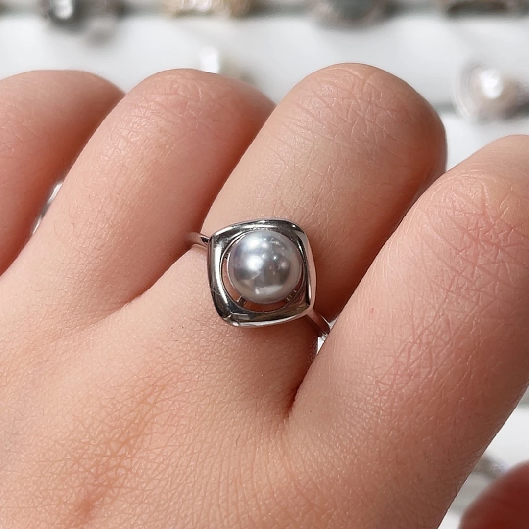 海水珍珠戒指银S925镶嵌