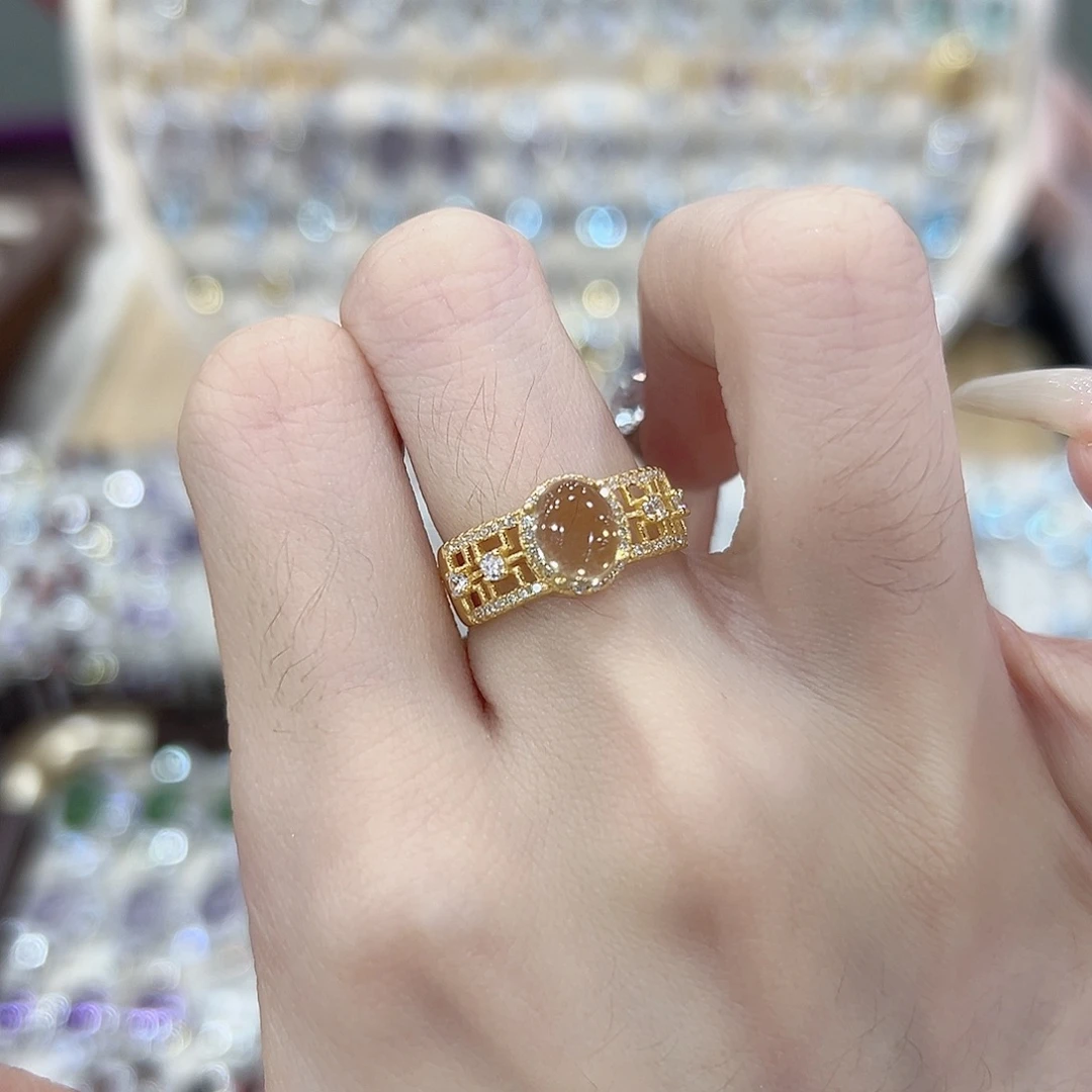 L****戒指黄晶银S925镶嵌