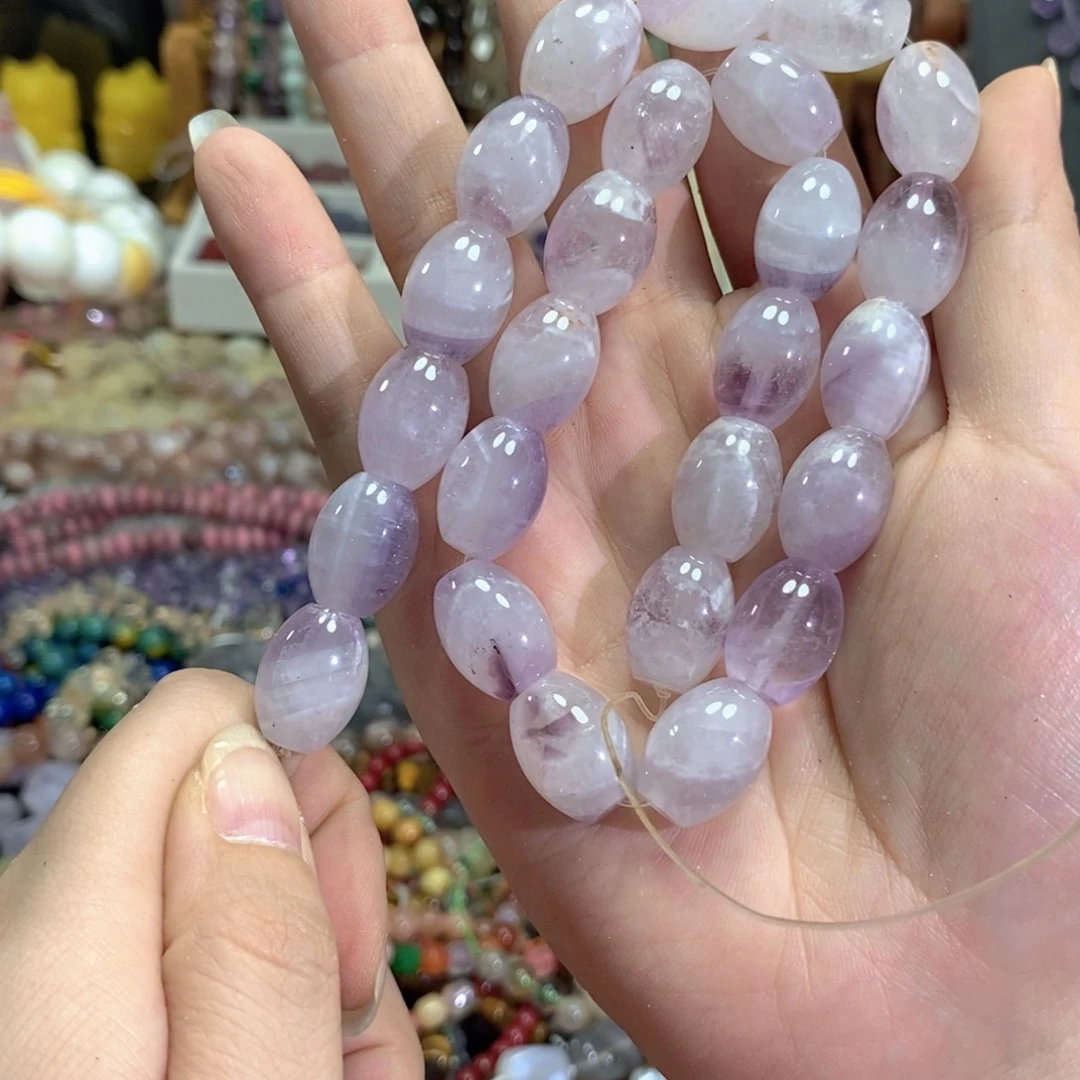 玛瑙/玉髓未镶嵌珠宝半成品紫水晶一条卡12*16mm