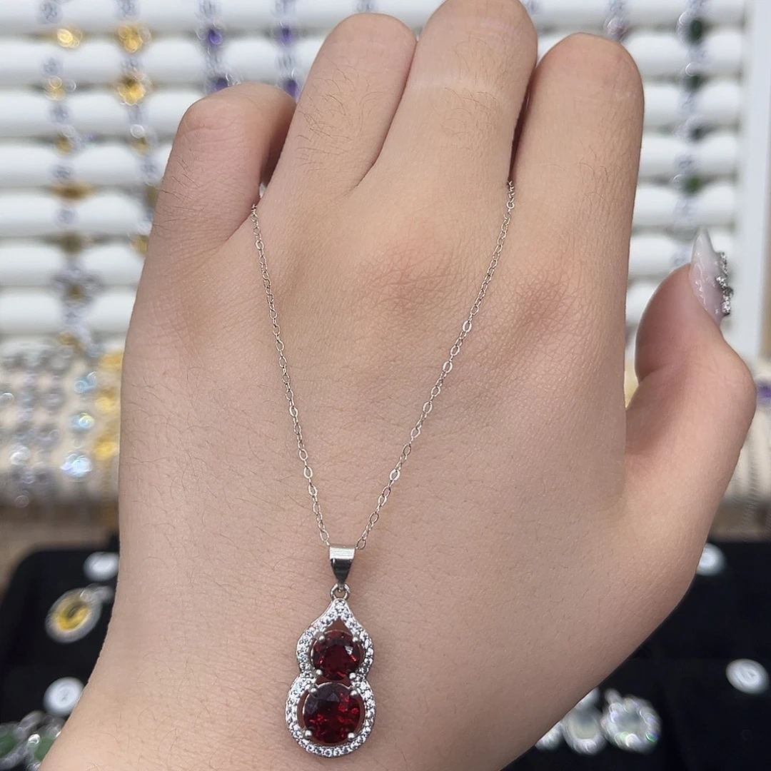 石榴石颈饰银S925镶嵌