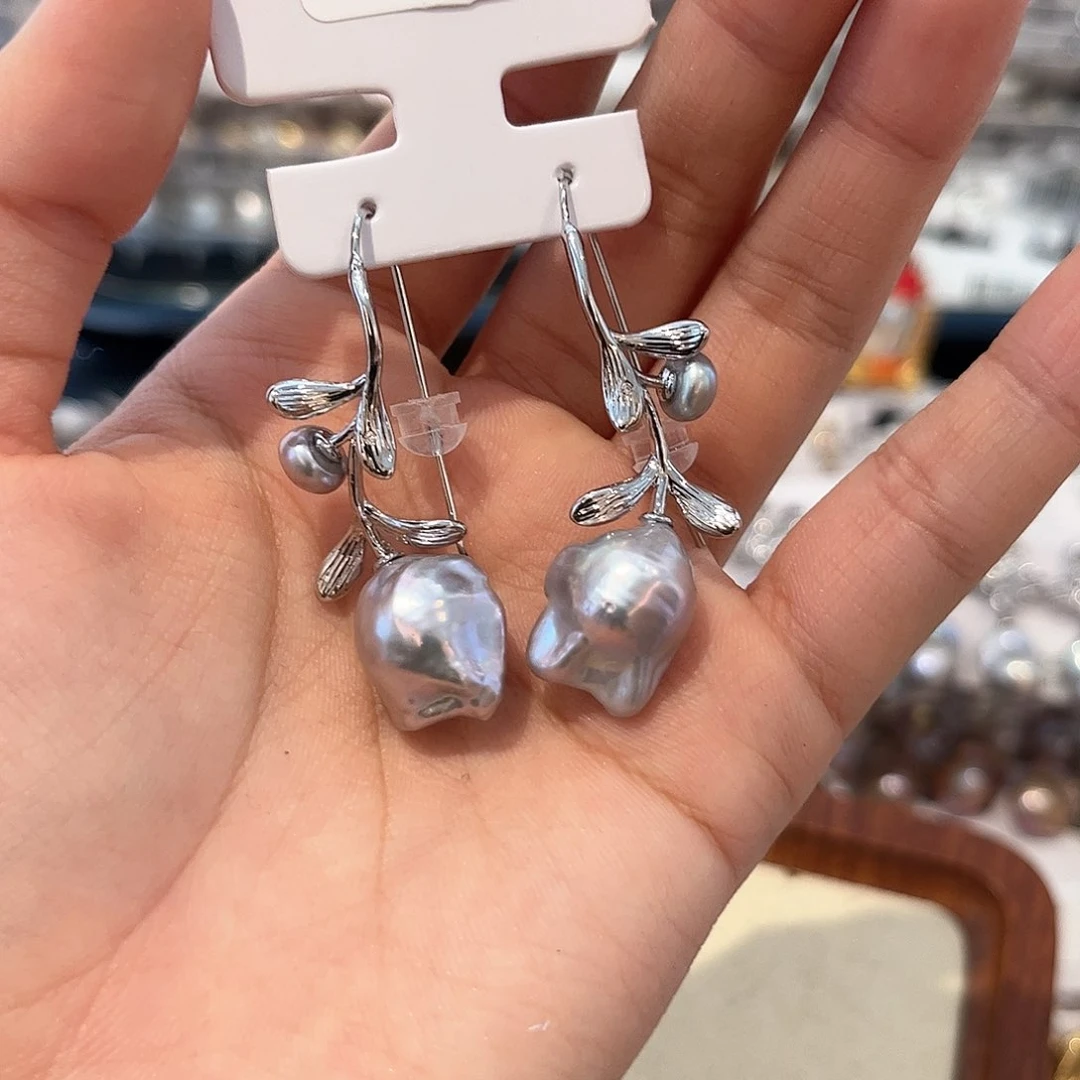 合金淡水珍珠耳饰