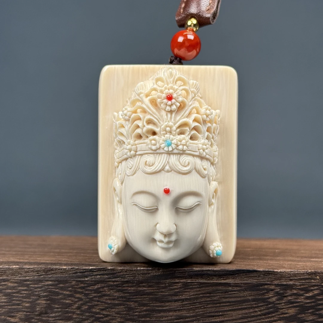 H83-70天然猛犸牙 雕刻牌子 29.1*43.5*18mm支持鉴定 假一罚四