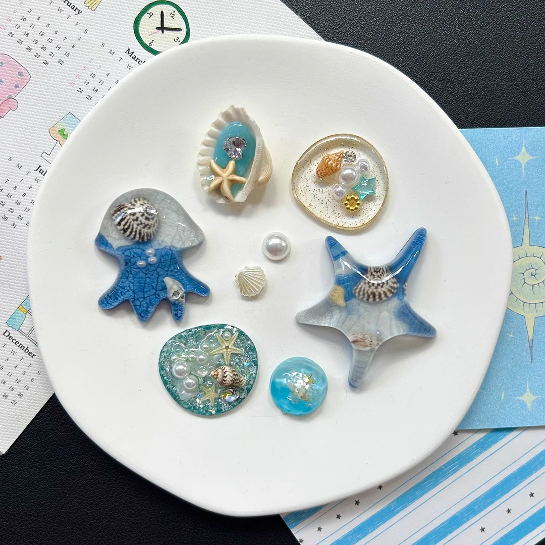 洞洞鞋配饰创意海边蓝色海螺鞋花高级感鞋diy配饰适配Crocs鞋扣