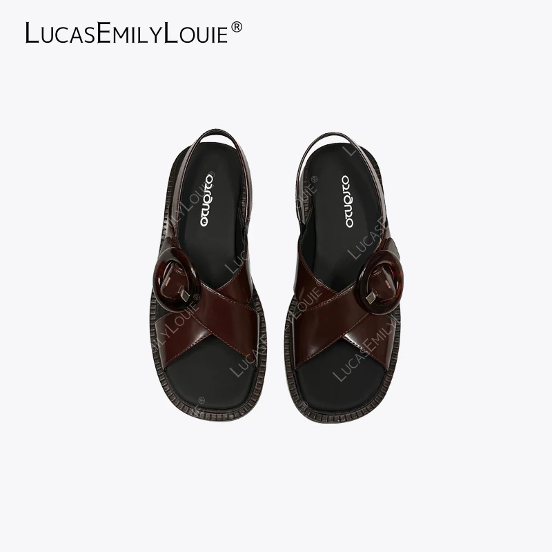 LUCASEMILYLOUIE 欢姐0220交叉绑带搭扣罗马休闲凉鞋250045