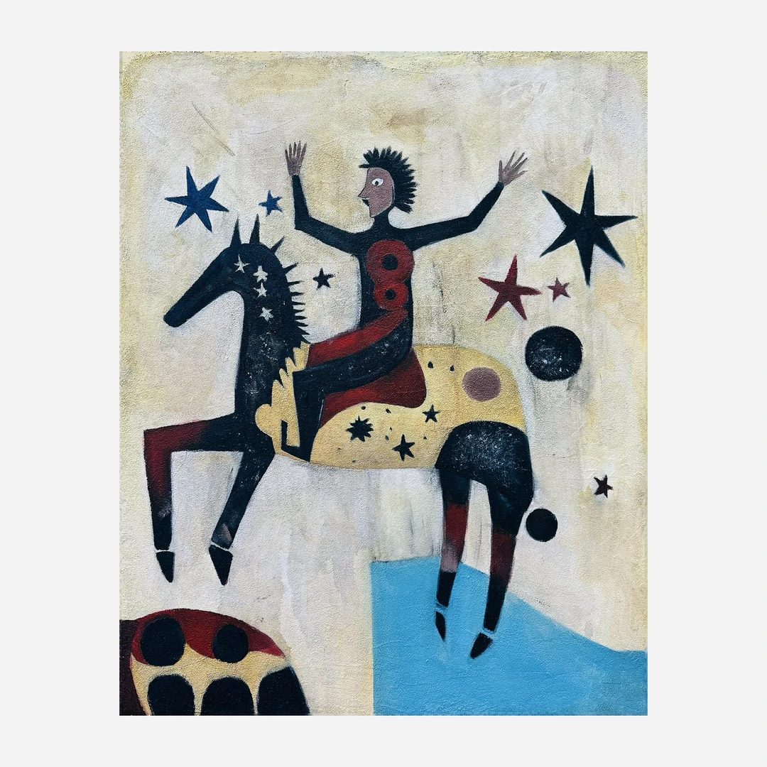 【星芒骑士】80*100   中古搞怪原创百搭丙烯挂画