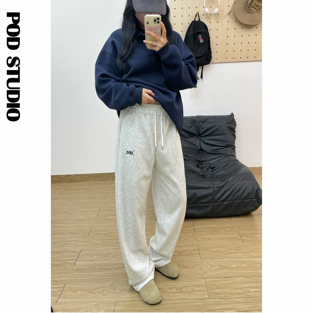 美式水洗复古慵懒风显瘦男生长裤宽松百搭外穿运动卫裤直筒休闲裤