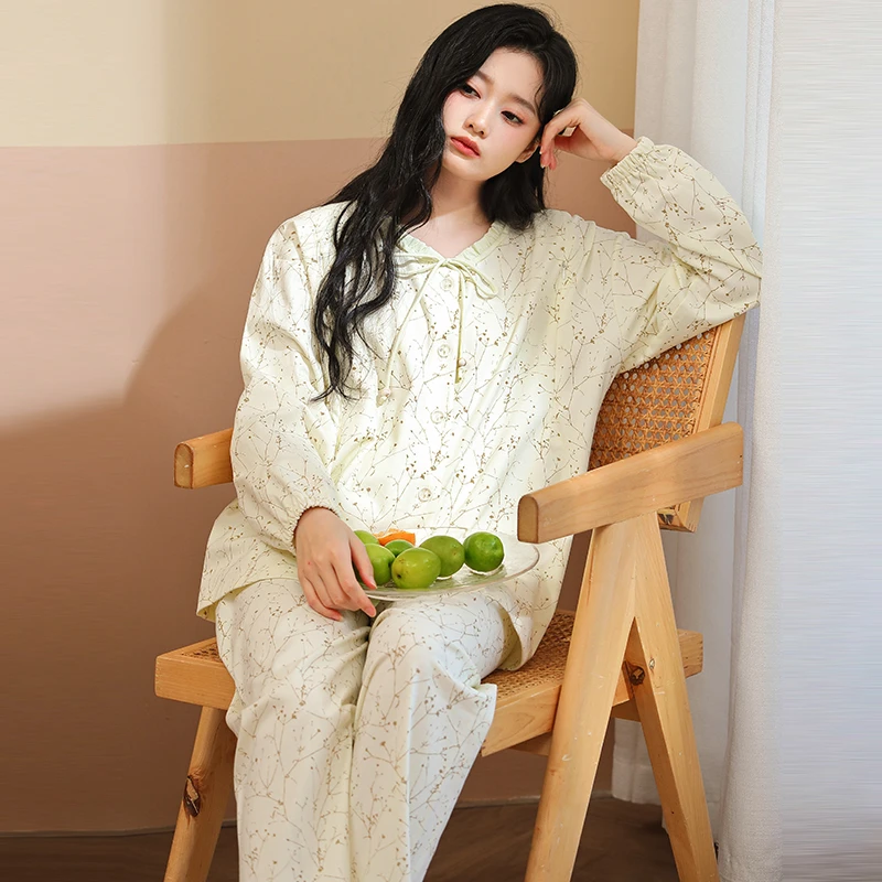 孕妇月子服春秋哺乳纯棉睡衣产后家居服套装舒适可调节