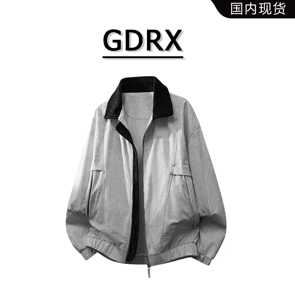 GDRX美式复古潮流夹克男士2025秋季新款运动休闲宽松百搭工装外套