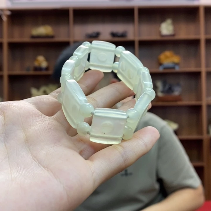 蛇纹石玉手链合金我