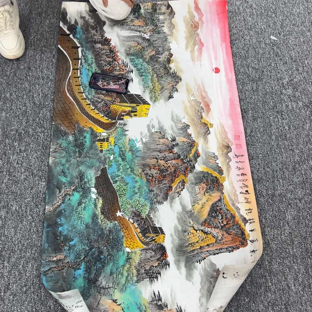 国画卖字画的小男孩