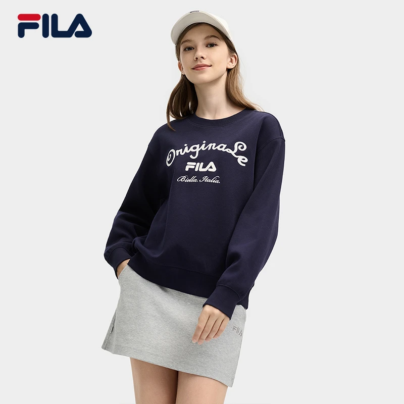 FILA斐乐正品女款休闲运动保暖不起球针织套头衫F11W519214F