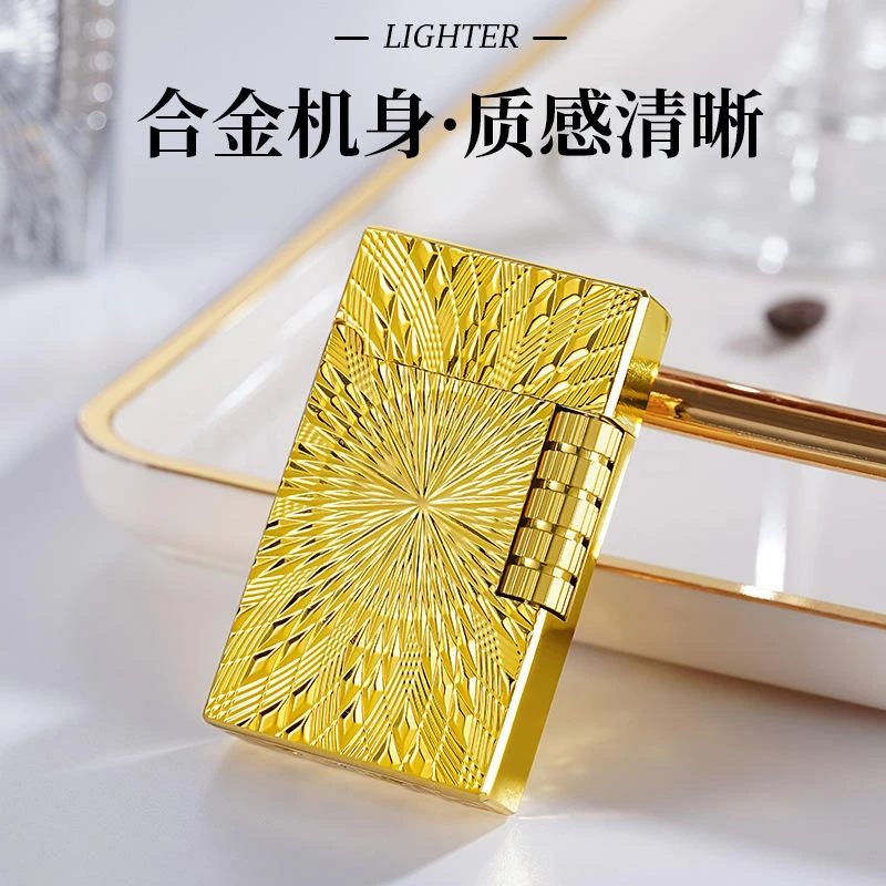 创意金属浮雕太阳花钢音朗声砂轮明火打火机高档男士礼物手工