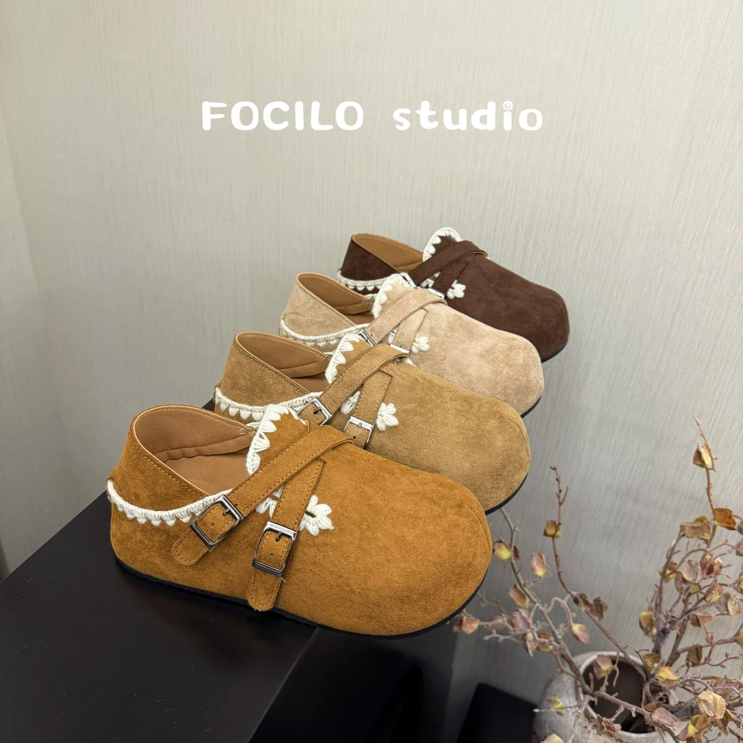 厚底内增高踩脚一脚蹬勃肯鞋子女全包夏外穿2025秋季新款爆款单鞋