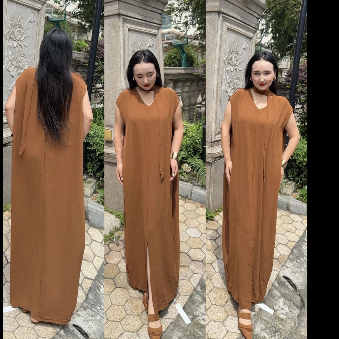 P新款宽松彩色长款女士连衣裙时尚百搭显气质春夏适用