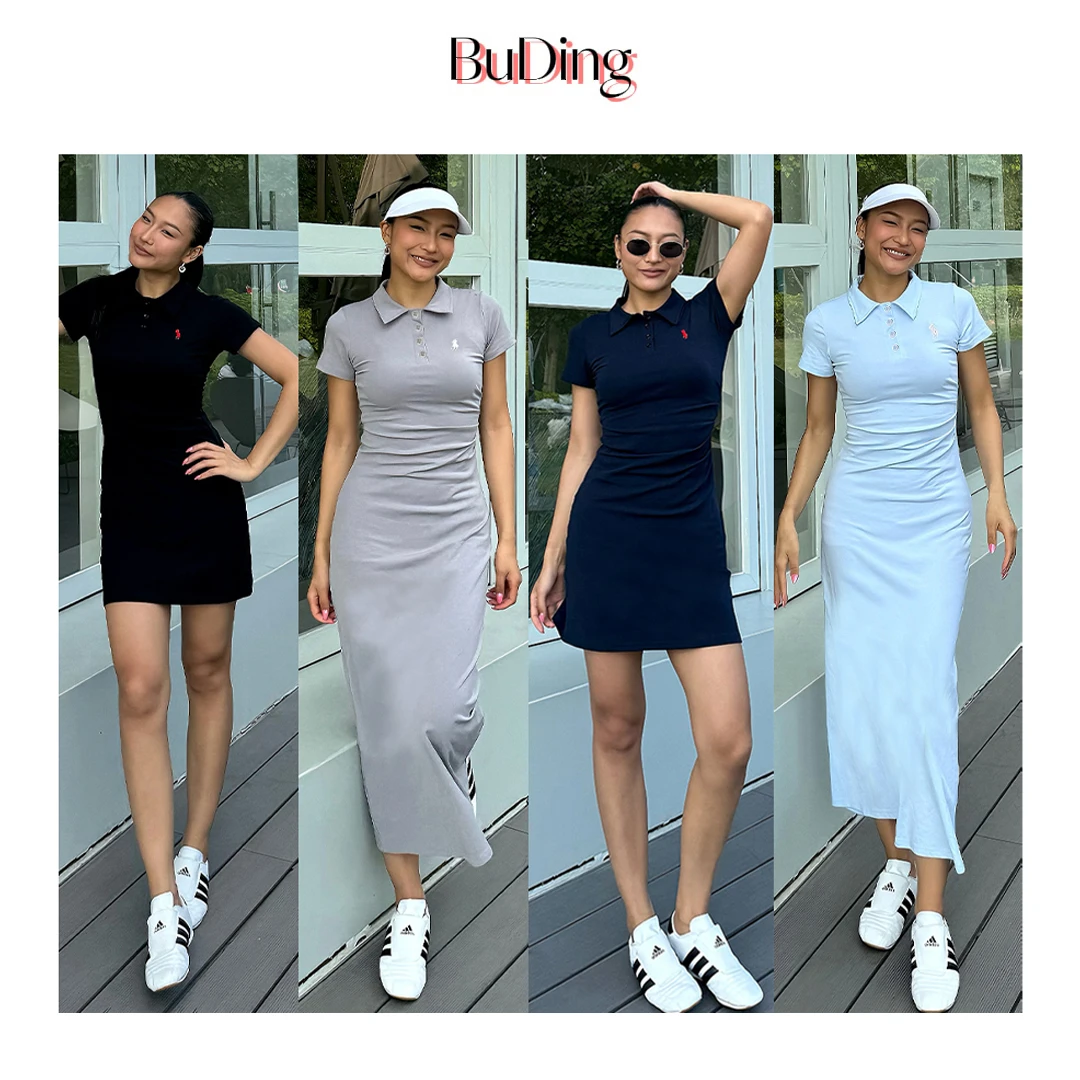 BuDing POLO领超减龄A字修身连衣裙