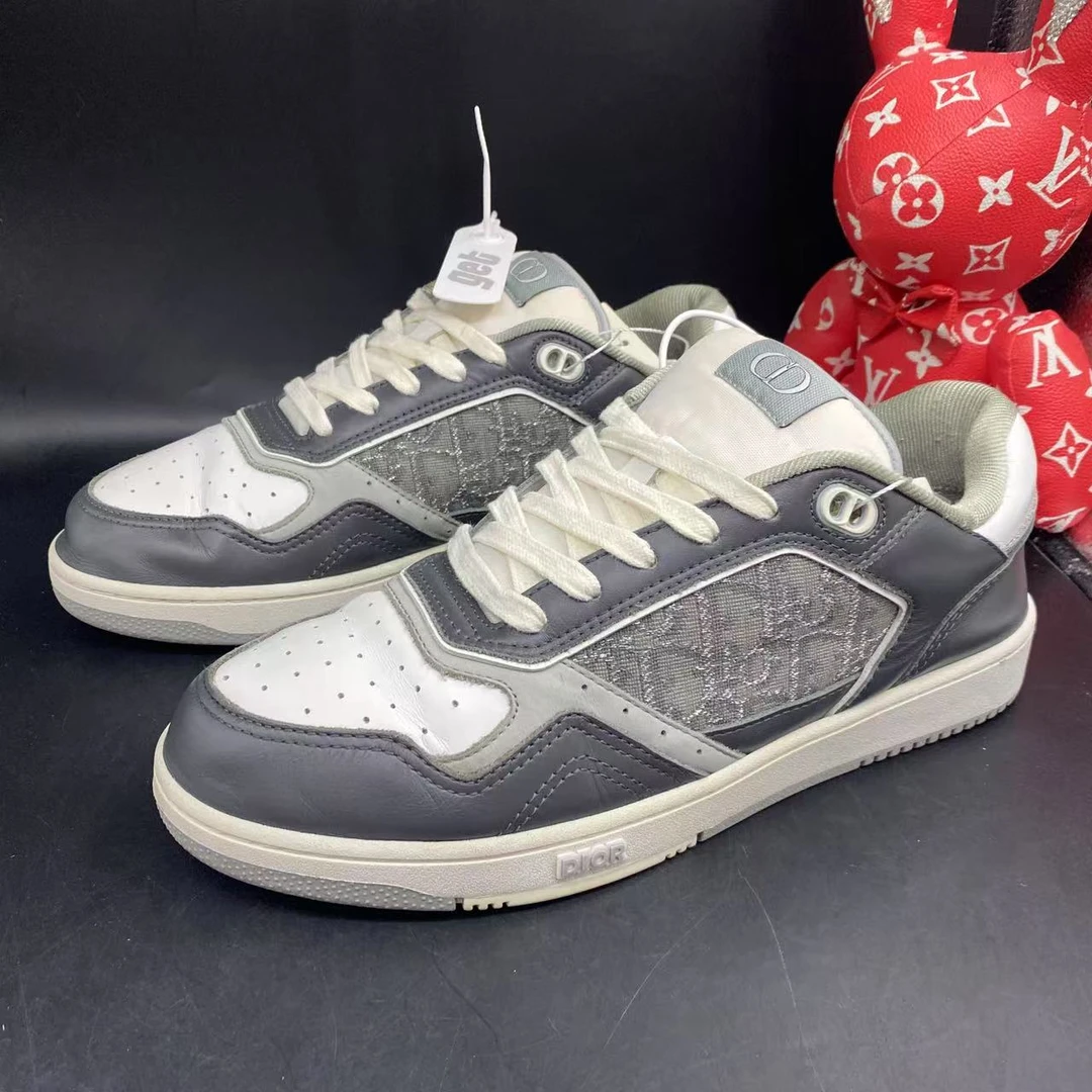 95新 DIOR/迪奥 白灰老花时尚B27舒适板鞋41.5欧码kke292