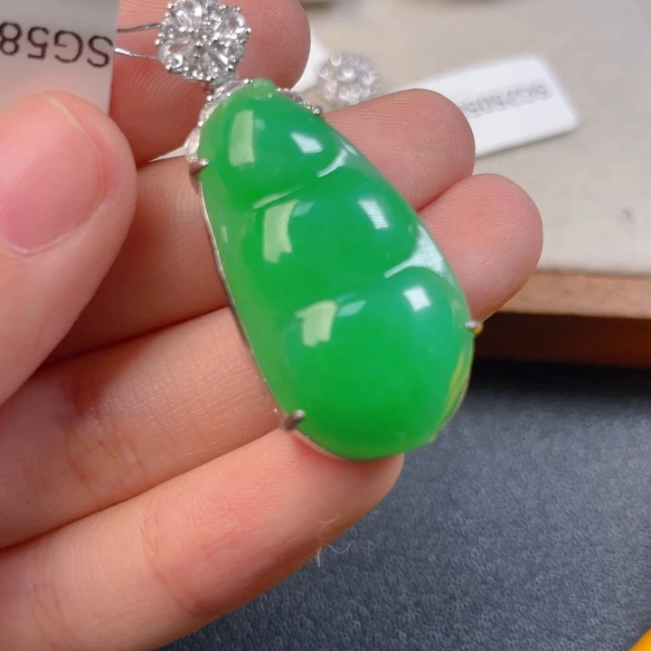 翡翠银S925镶嵌吊坠(不含链)n j n