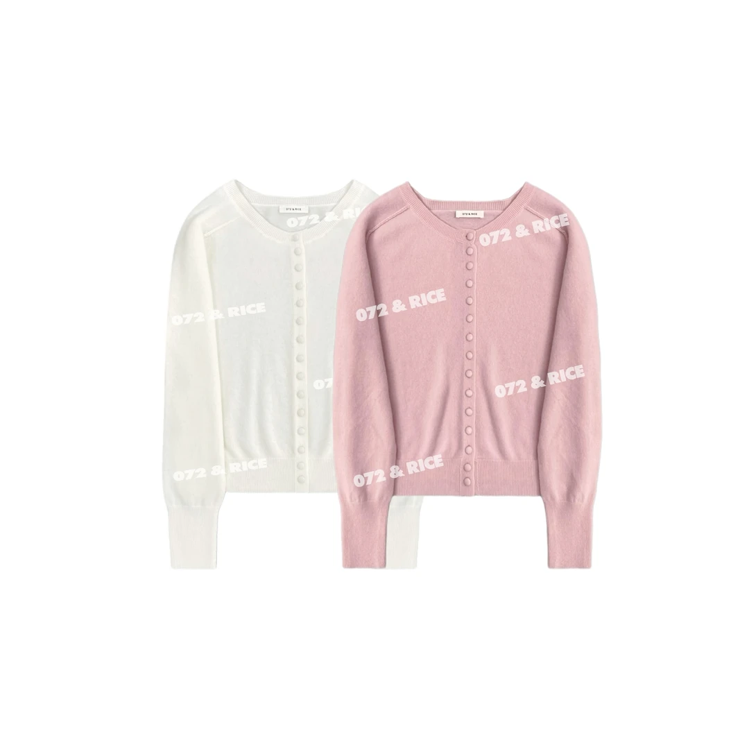 072 & RICE【曼妥思】秋季休闲圆领长袖针织开衫 31HL9070 618FF