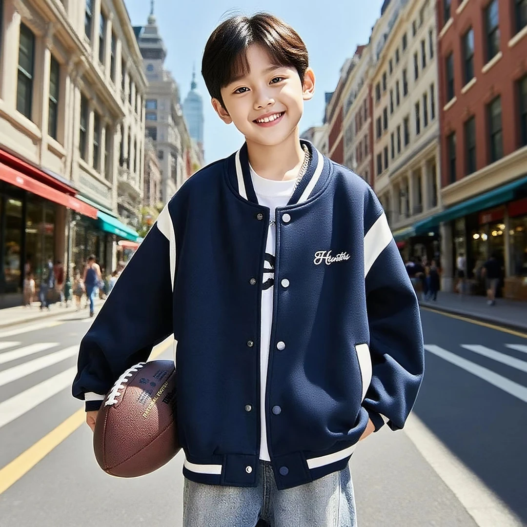男童春秋外套2025新款秋季字母棒球服儿童中大童酷帅男孩运动夹克