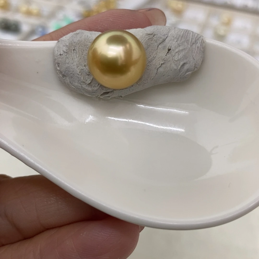 海水珍珠裸珠未镶嵌金珠12.3