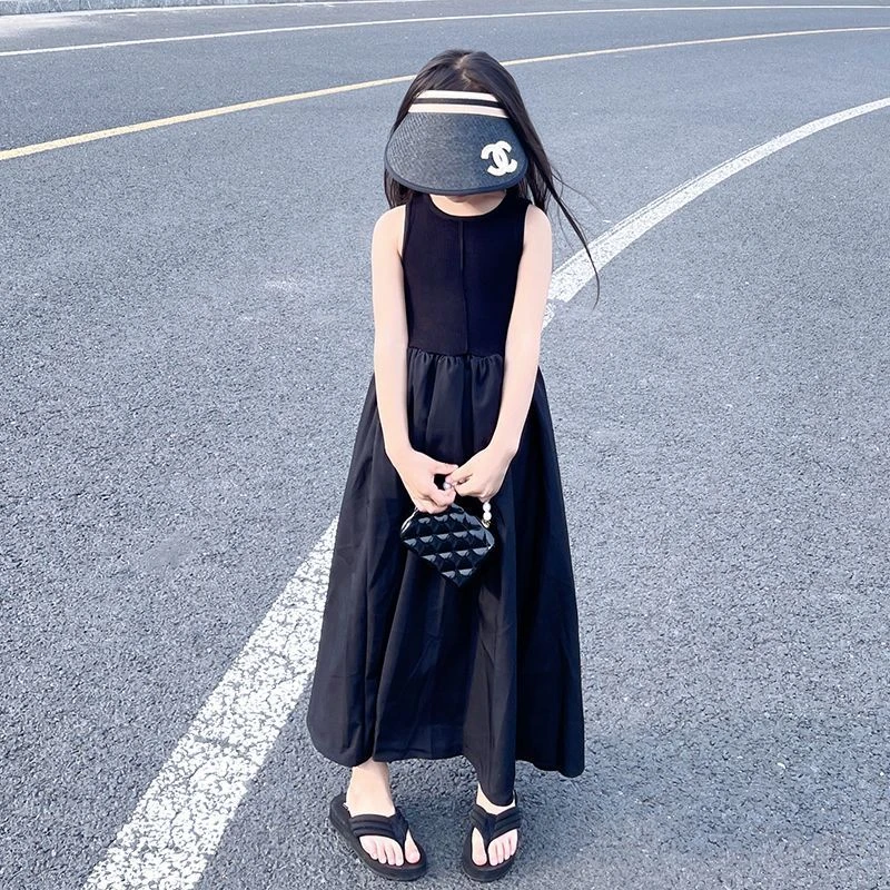 意大利【设计师】女童连衣裙休闲长裙女大童洋气无袖背心裙