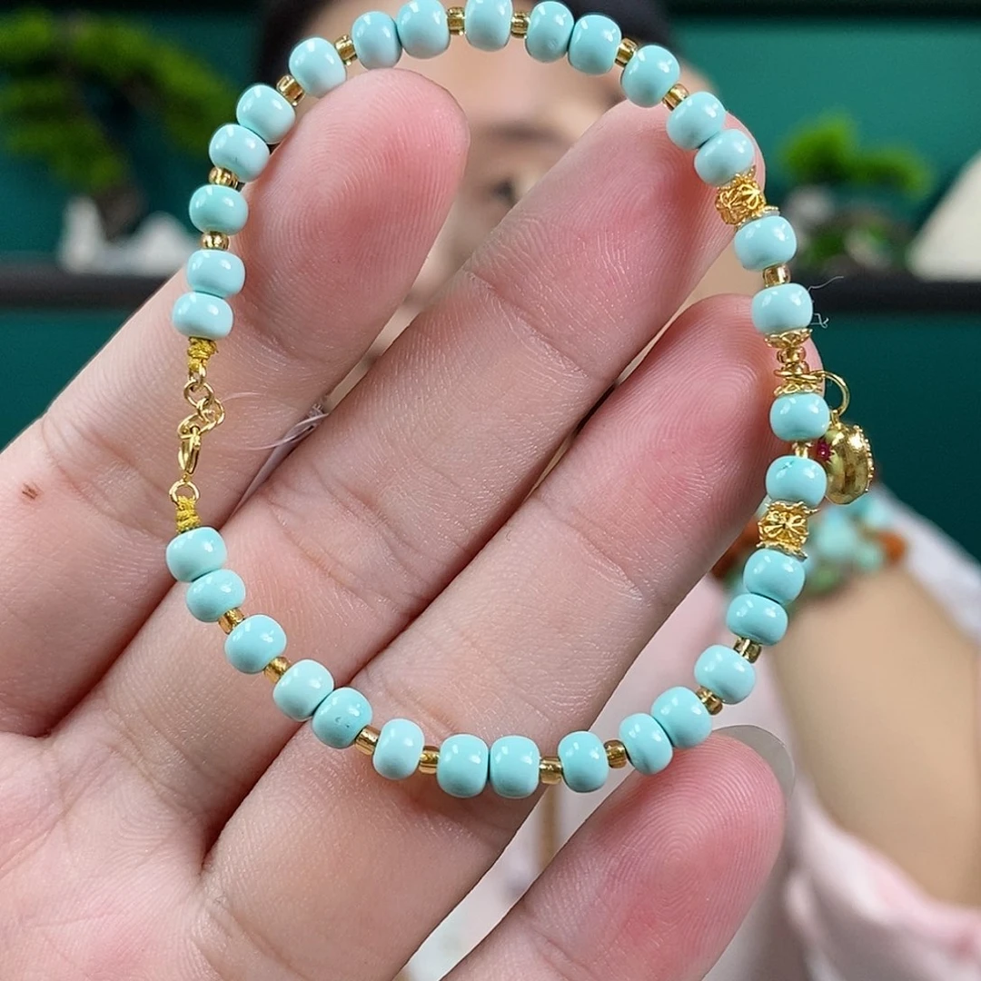 绿松石珠宝奇石18K金镶嵌