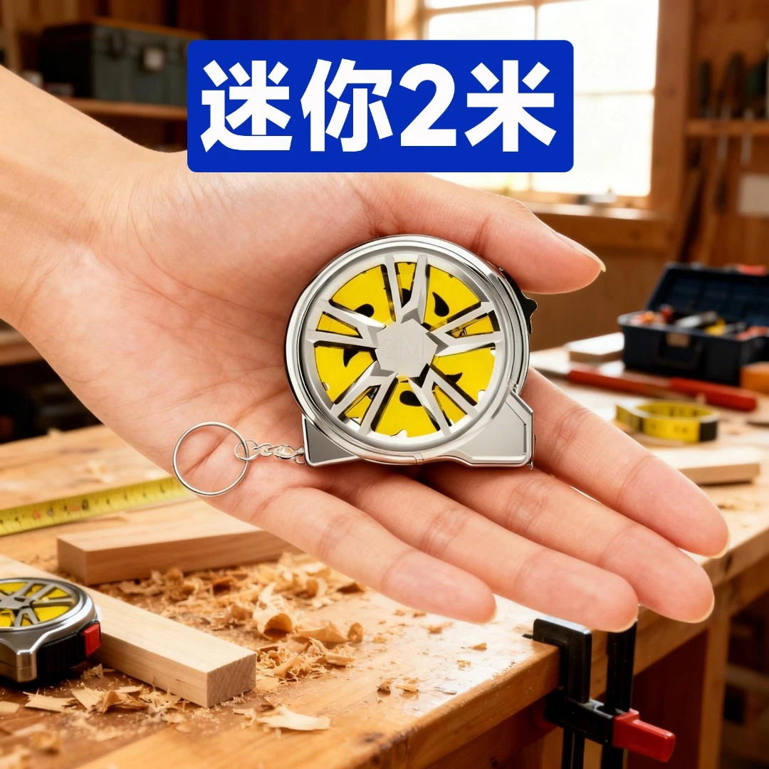 镂空2米卷尺便携迷你不锈钢圈尺高精度钥匙扣钢卷尺石材尺ZHN215