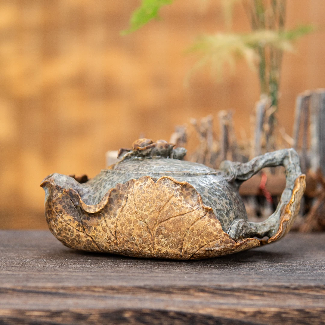 【荷渡】手凿原皮色巧雕随形壶纯手工雕刻泡茶壶冰碛岩高端茶具茶壶