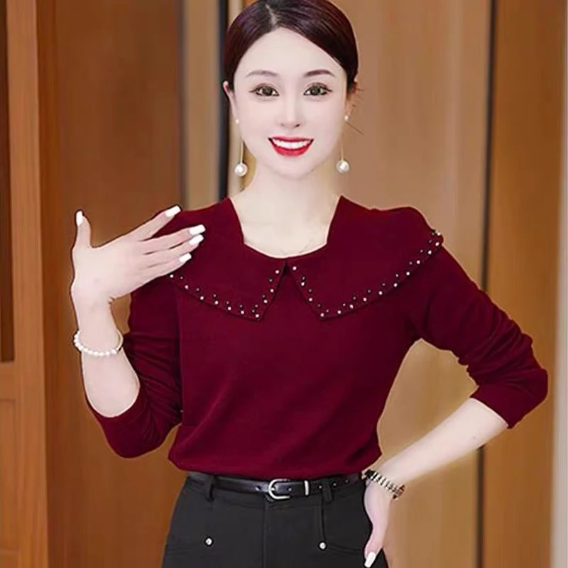 【歌梵妮】#59910重工钉珠上衣T恤打底衫千金清冷感贵系衣服显瘦