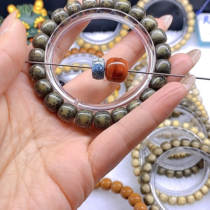 棒***伤星月菩提手串10侧留白绿幽灵