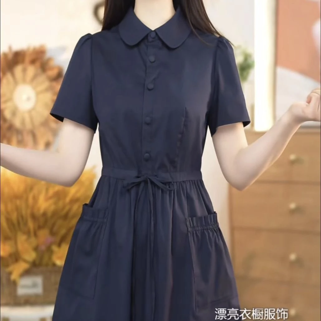 弹力精梳棉高档连衣裙2025夏季新款时尚气质减龄收腰显瘦遮肉裙子