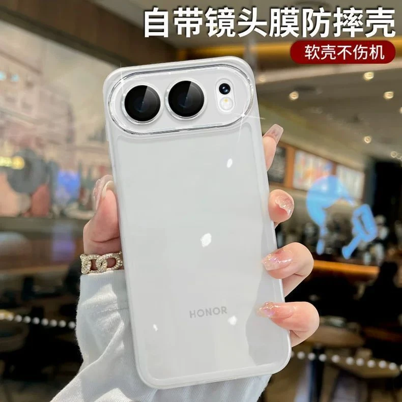 适用荣耀500手机壳魅眼自带镜头膜简约全包软壳荣耀400防摔保护套