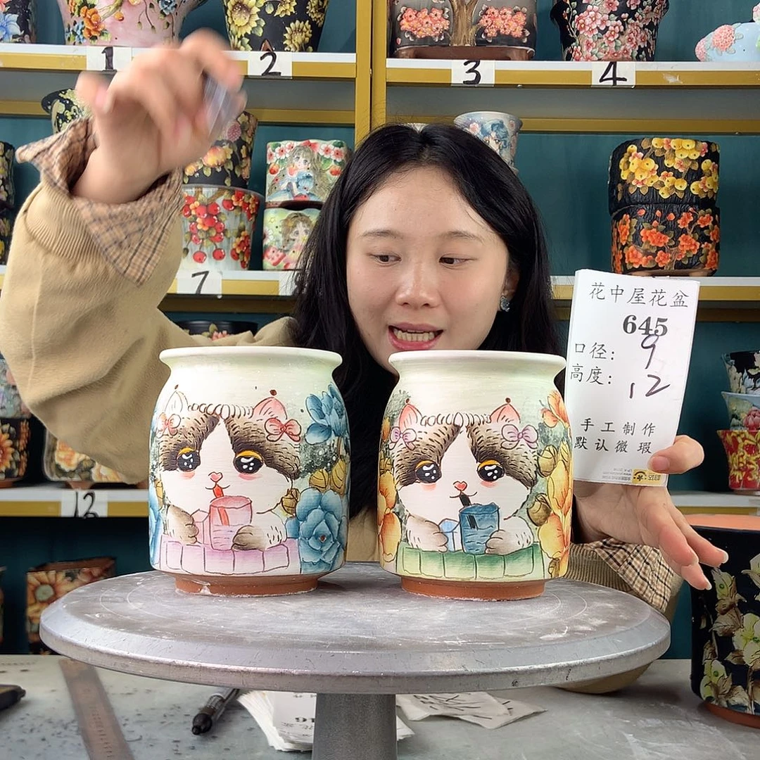 陶景德镇手工花盆645