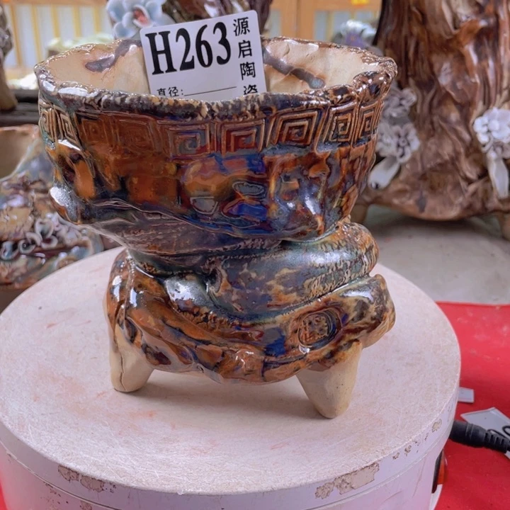 紫砂花盆景德镇陶瓷263瑕疵