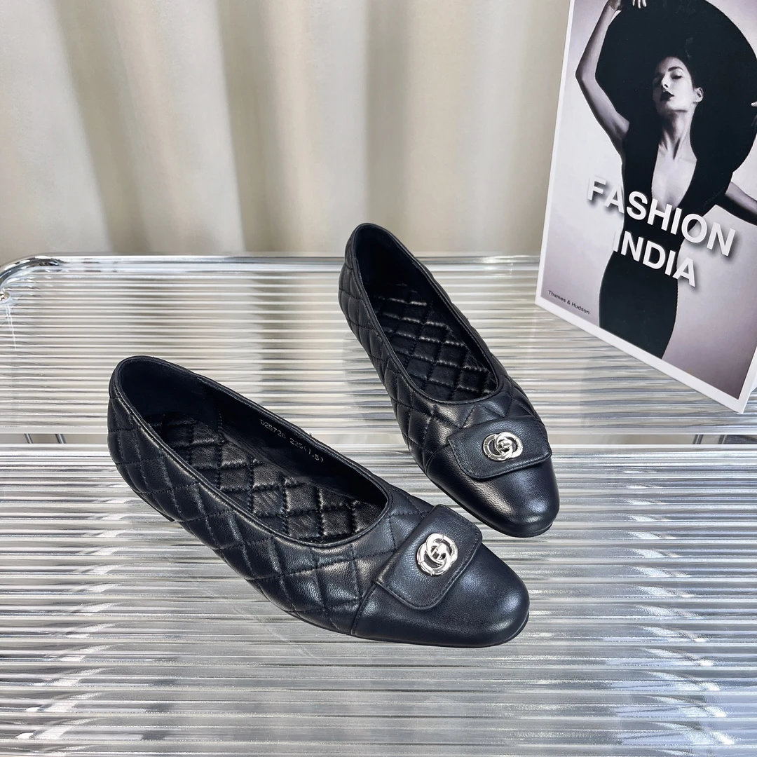 珞琳轻奢女鞋/复古网格简约风新春爆款时尚百搭单鞋D25726